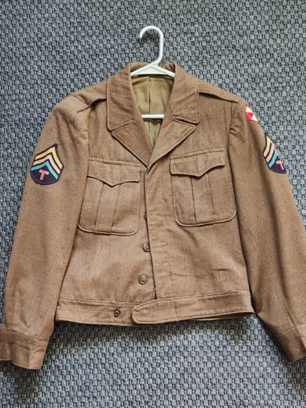 WW2 “Ike” Wool Field Coat Mens With Patches Size 36R WWII 40s US Vintage Army